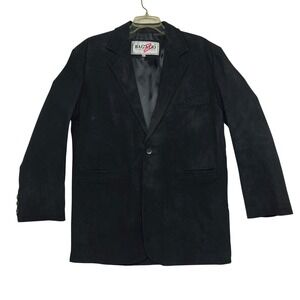 Bagazio Mens Black Suede Leather Blazer Jacket 2 Button‎ Sport Coat Size Large